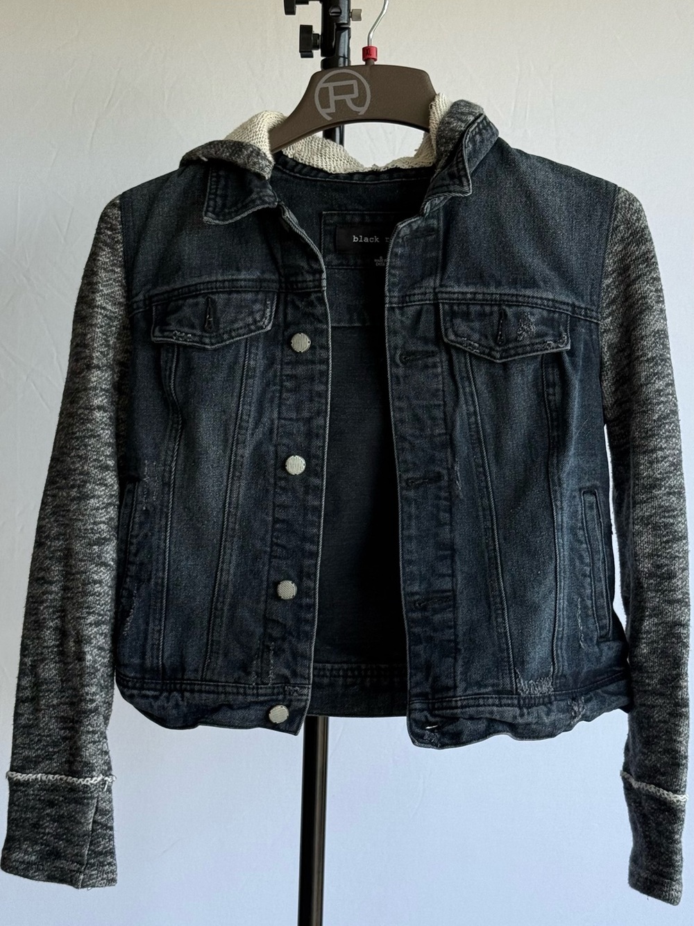 Women’s Black-blue washed Denim Jacket with hood